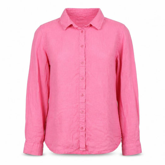 Marks and Spencer Women Pink UK 12 Linen Collared Button-Up Shirt