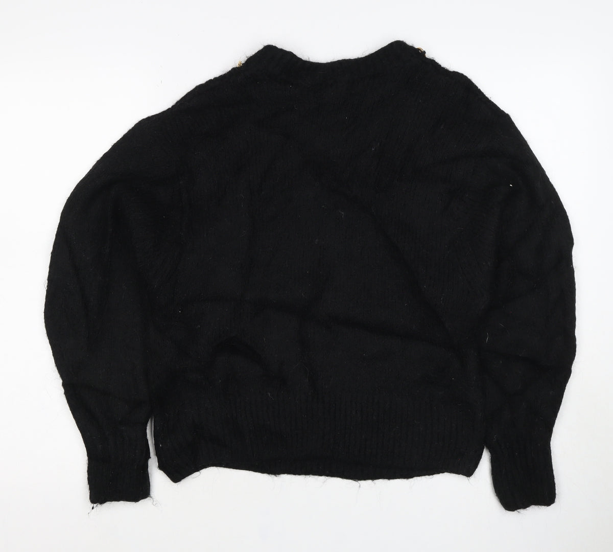Women's Black Gold Chain Neck Knit Jumper Size S Long Sleeve