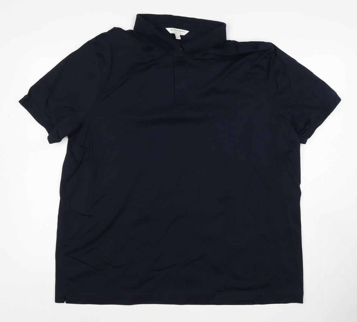 Autograph Men’s Navy Blue 3XL Supima Cotton Button-Down Polo Shirt