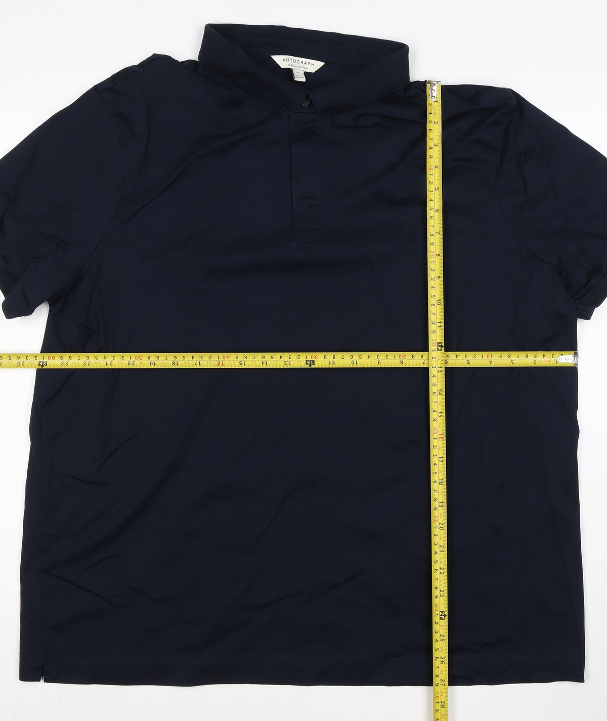Autograph Men’s Navy Blue 3XL Supima Cotton Button-Down Polo Shirt