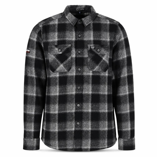 Superdry Men Black Grey Check Cotton Button-Up Shirt Size L