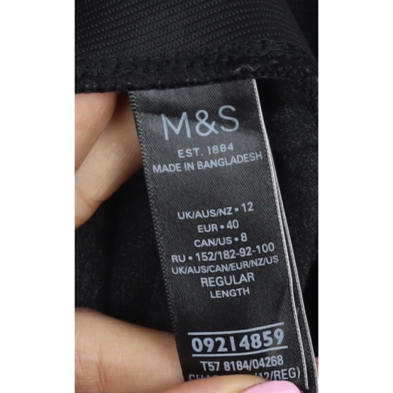 Marks & Spencer Women Black UK 12 Regular Stretch Leggings