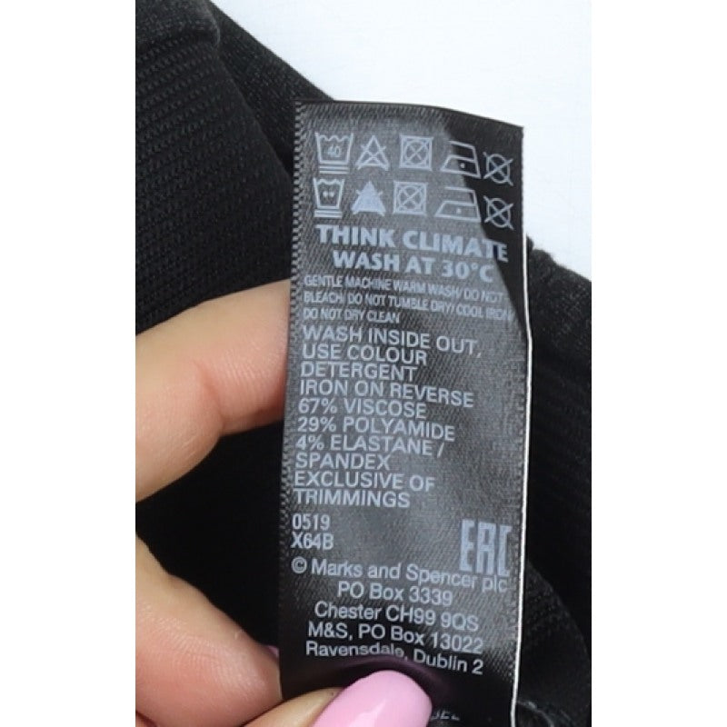Marks & Spencer Women Black UK 12 Regular Stretch Leggings