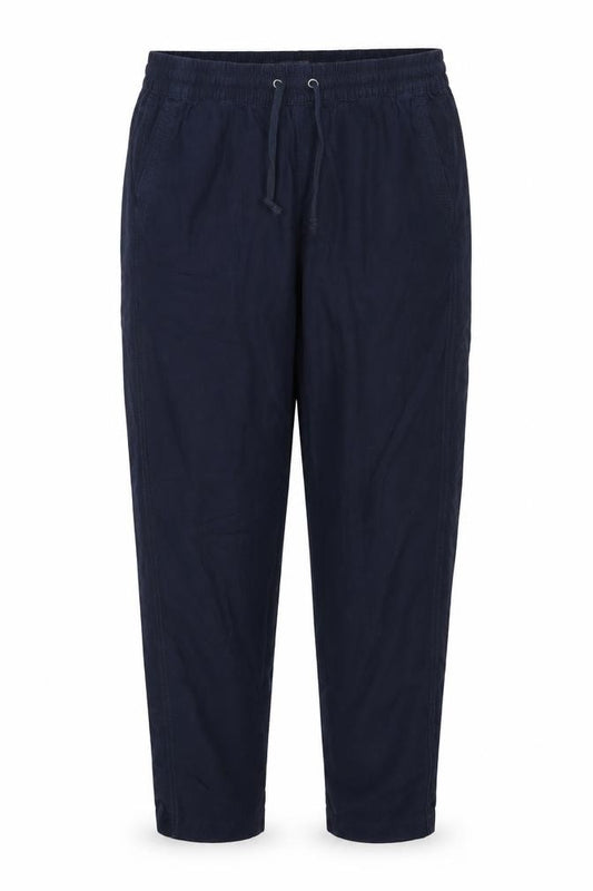 Marks and Spencer Women Blue Size 16 Long Linen Blend Drawstring Trousers
