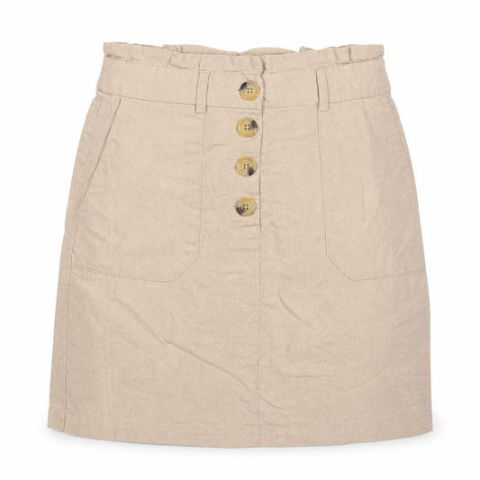Oasis Women Beige UK 6 Linen Blend Button Front Mini Pencil Skirt