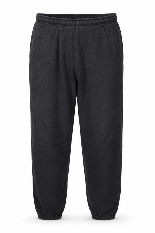 Lands' End Men’s Black L Fleece Jogger Sweatpants Elastic Waist