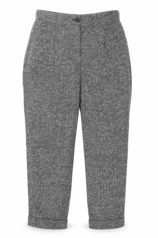 Next Women’s Grey Herringbone Trousers UK 12 Straight Smart Workwear