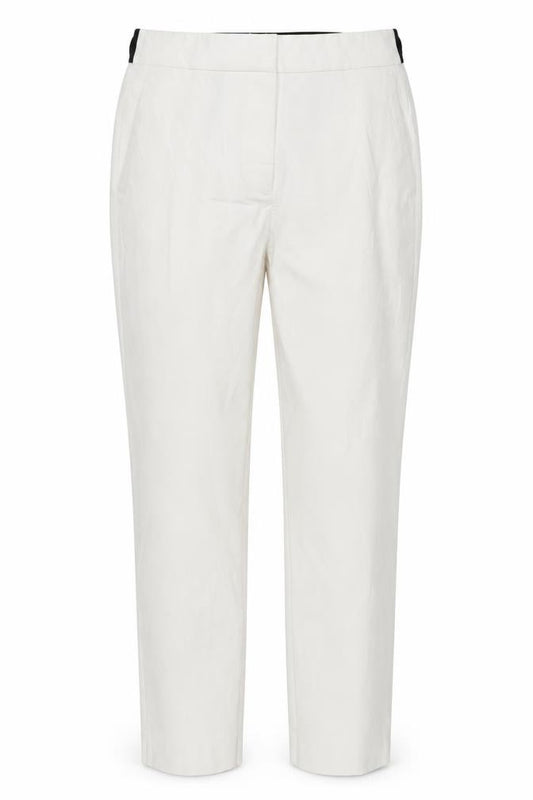 Zara Women White Elastic Waist Straight Trousers Size M Pockets
