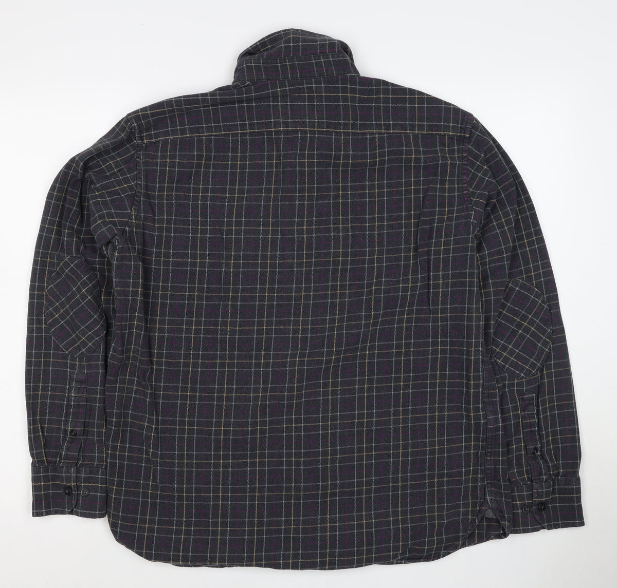 Blue Harbour Men’s Black Check Cotton Flannel Button-Down Shirt L Regular