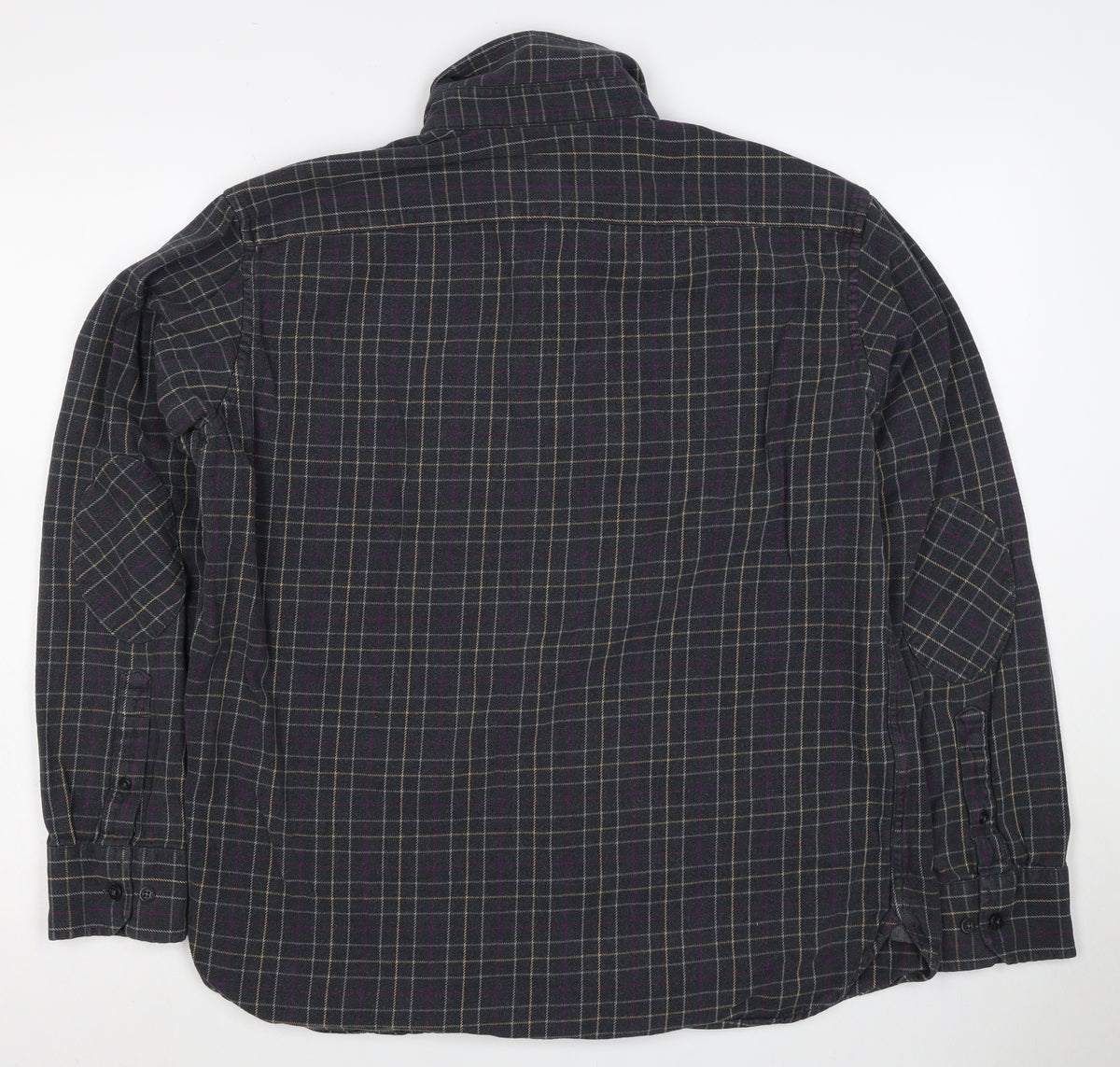 Blue Harbour Men’s Black Check Cotton Flannel Button-Down Shirt L Regular