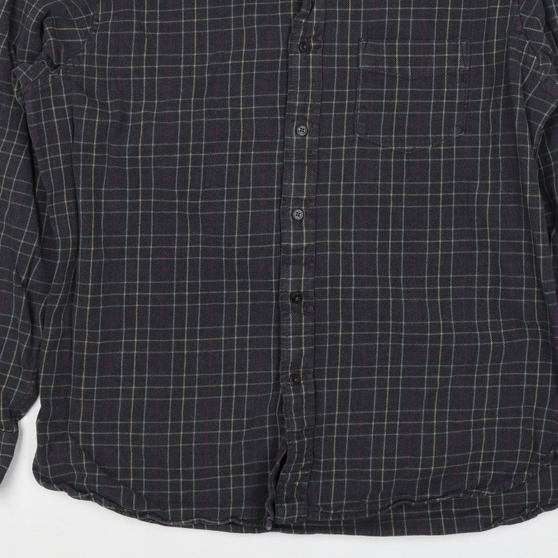 Blue Harbour Men’s Black Check Cotton Flannel Button-Down Shirt L Regular