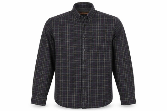Blue Harbour Men’s Black Check Cotton Flannel Button-Down Shirt L Regular