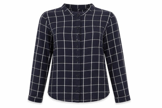 Marks and Spencer Women Blue UK 8 Petite Check Button-Up Shirt