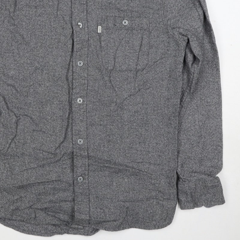 Croxley Men's Grey S Cotton Button-Down Long Sleeve Casual Shirt