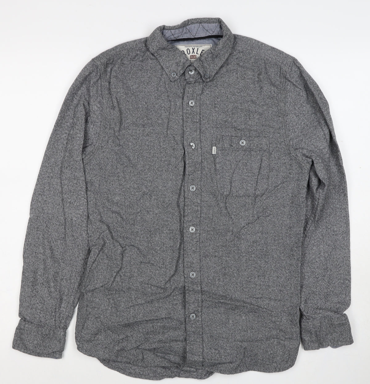 Croxley Men's Grey S Cotton Button-Down Long Sleeve Casual Shirt