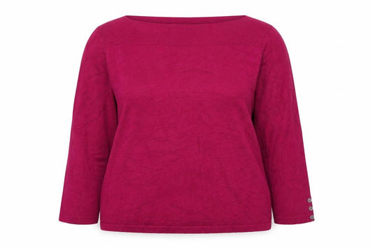 Next Women Pink UK 16 Viscose Knit Boat Neck 3/4 Sleeve Blouse