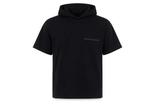 TZ Men’s Black XS Short Sleeve Pullover Hoodie Cotton Pocket