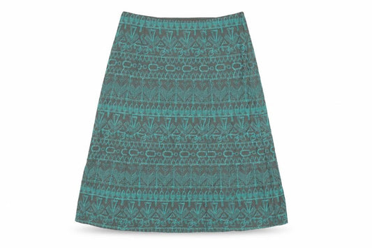 Monsoon Women Green Embroidered Aztec A-Line Knee Length Skirt UK 10