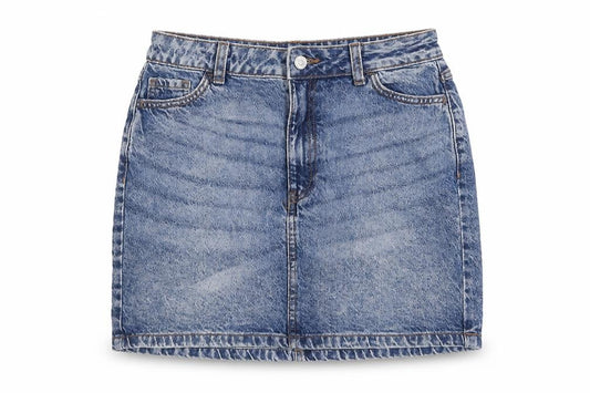 Primark Women Blue UK 8 Denim Mini Straight Pencil Skirt Pockets