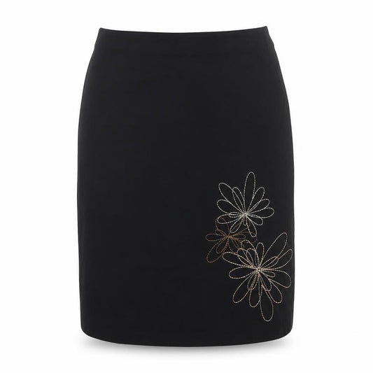 Wallis Women Black UK 14 Floral Embroidered Pencil Knee Skirt