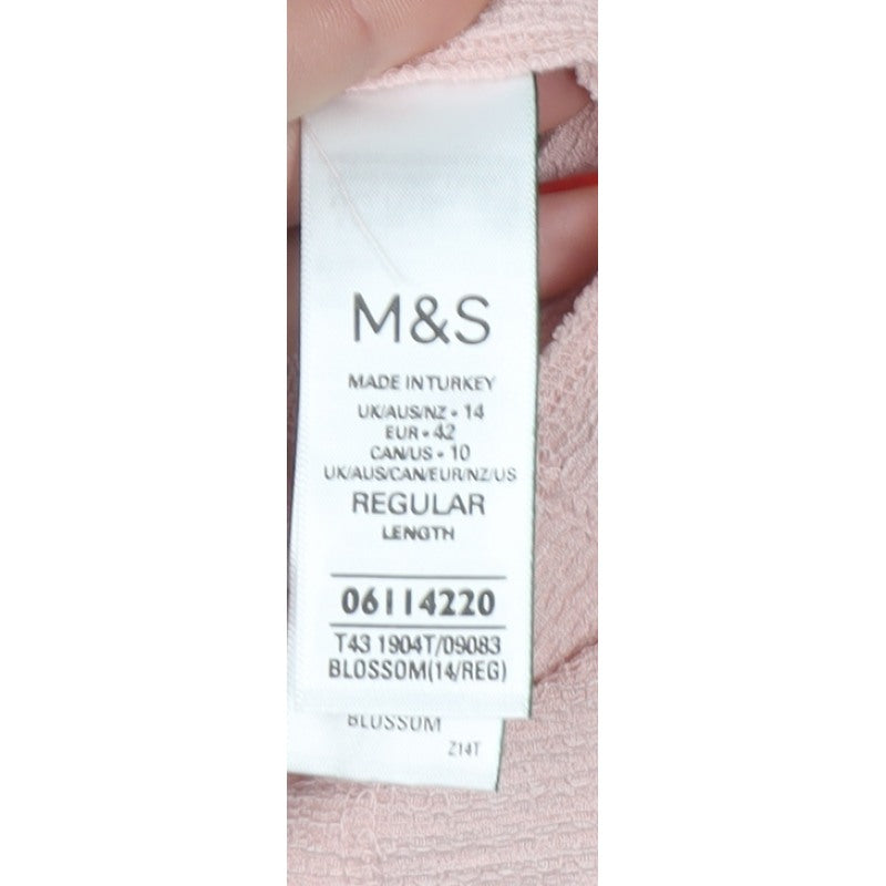Marks & Spencer Women's Pink Size 14 Wrap Ruffle Belted Blouse