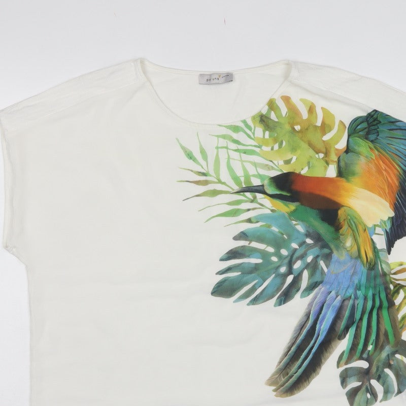 Marks & Spencer Women White UK 18 Bird Print Dolman Blouse