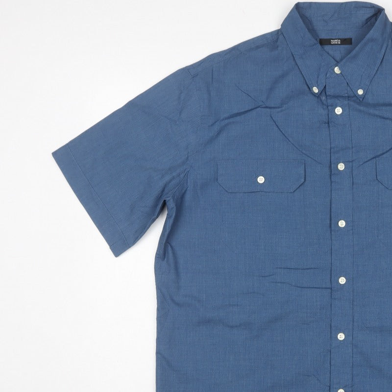 Marks & Spencer Men's Blue L Short Sleeve Button-Up Pocket Shirt