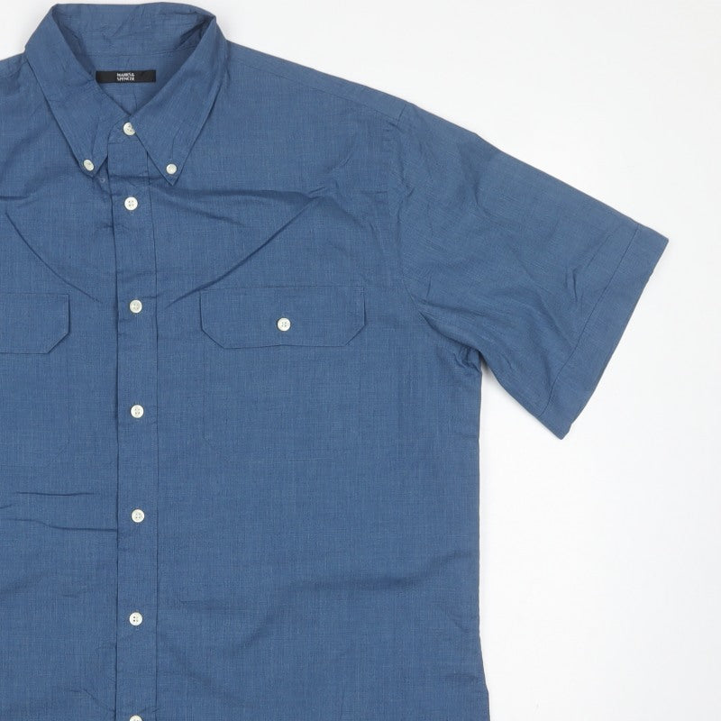 Marks & Spencer Men's Blue L Short Sleeve Button-Up Pocket Shirt