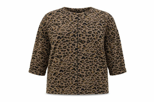M&S Per Una Women Brown Leopard Print Knit T-Shirt UK 18