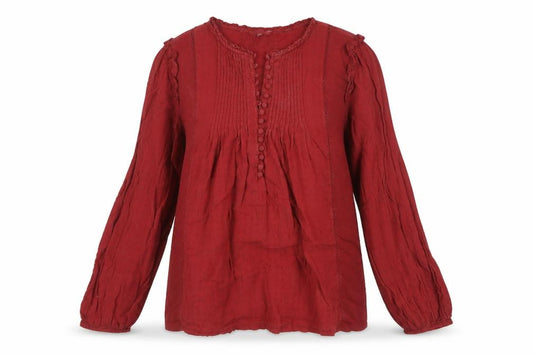 Fat Face Women’s Red UK 14 Boho Tunic Blouse Long Balloon Sleeve