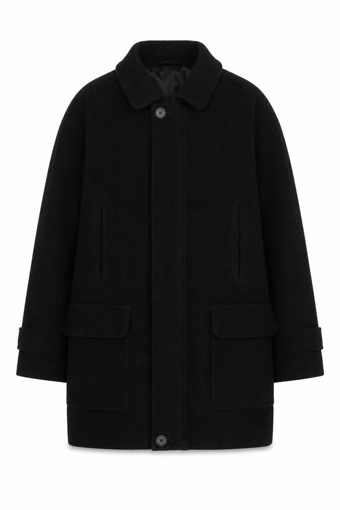 Marks and Spencer Men Black M Wool Overcoat Water Resistant