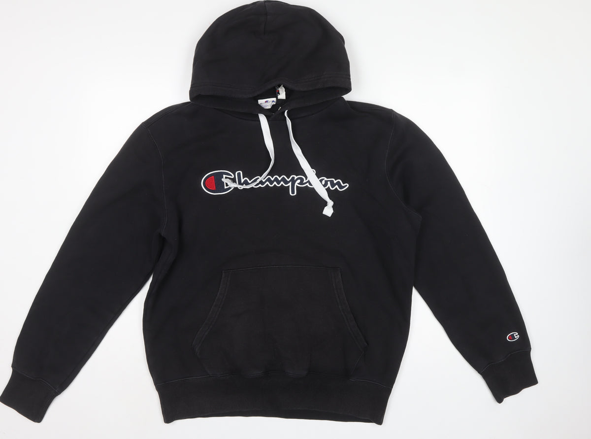Champion Men’s Black Large Pullover Hoodie Embroidered Logo