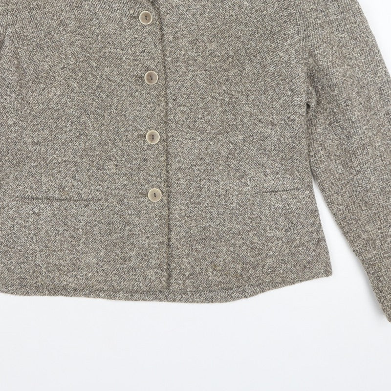 Alexon Women Beige Tweed Blazer UK 16 Classic 4 Button Lined