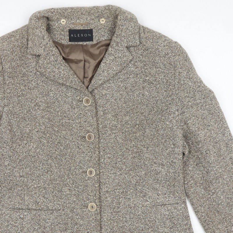 Alexon Women Beige Tweed Blazer UK 16 Classic 4 Button Lined