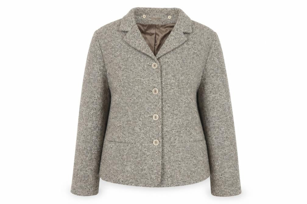 Alexon Women Beige Tweed Blazer UK 16 Classic 4 Button Lined