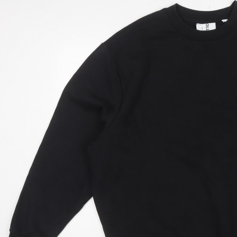 COLLUSION Men’s Black L Logo Crew Neck Pullover Sweatshirt