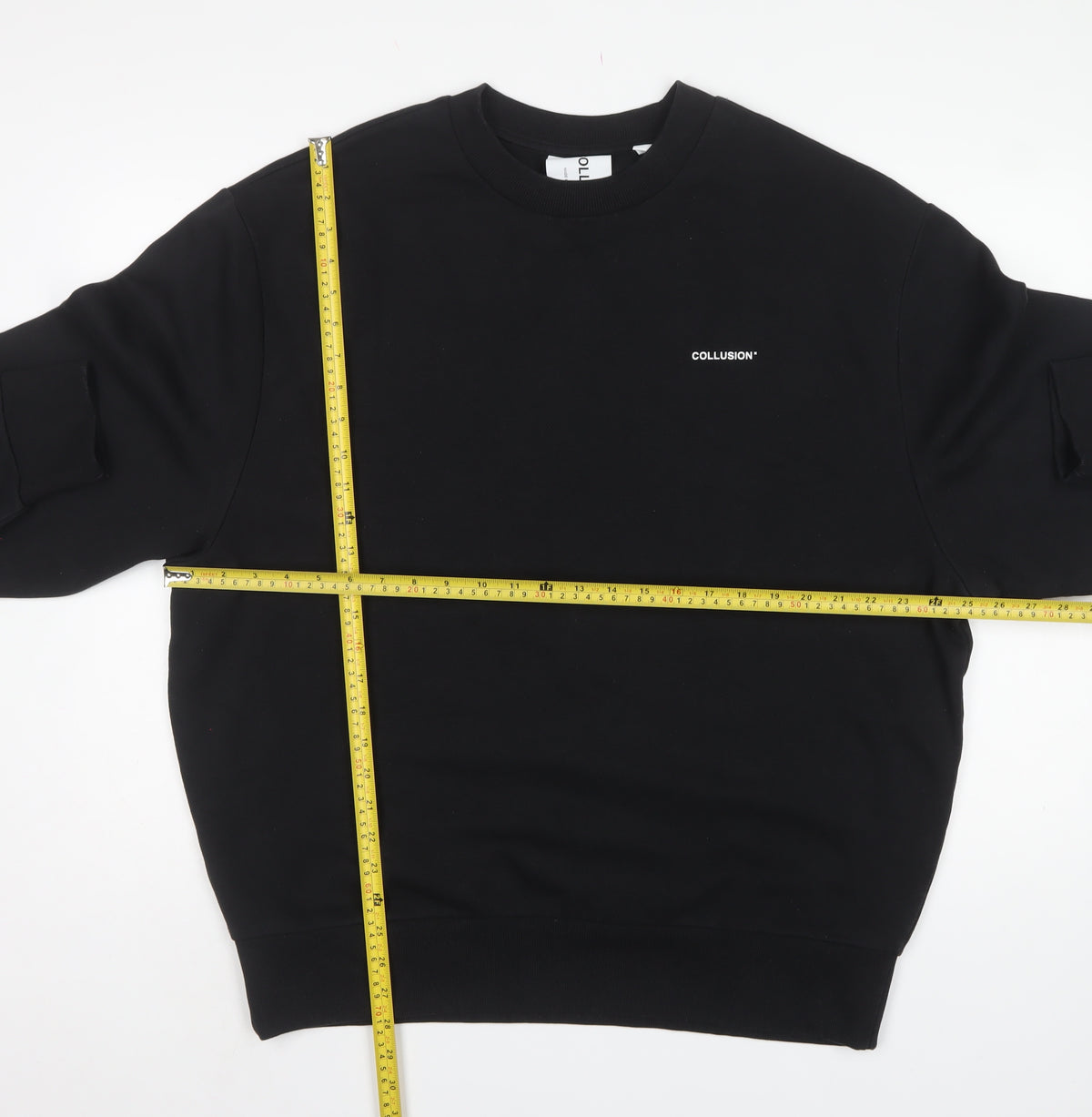 COLLUSION Men’s Black L Logo Crew Neck Pullover Sweatshirt