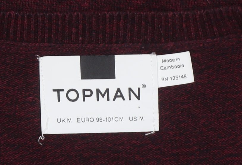 Topman Men's Red M Cotton Crew Neck Pullover Knit Jumper