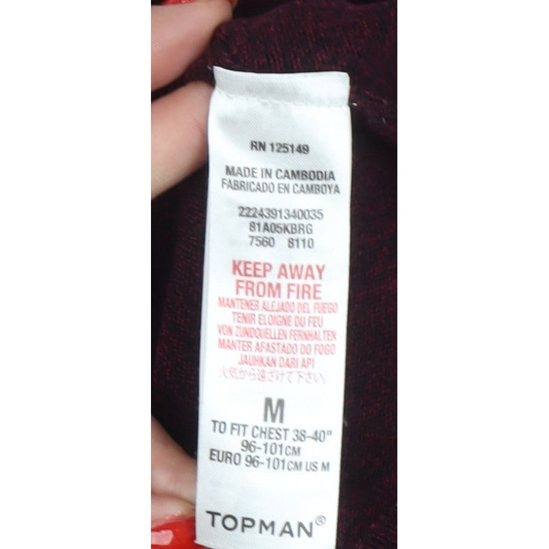 Topman Men's Red M Cotton Crew Neck Pullover Knit Jumper
