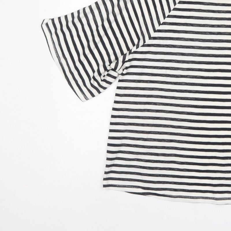 River Island Women Black White UK 18 Striped Oversized Basic T-Shirt