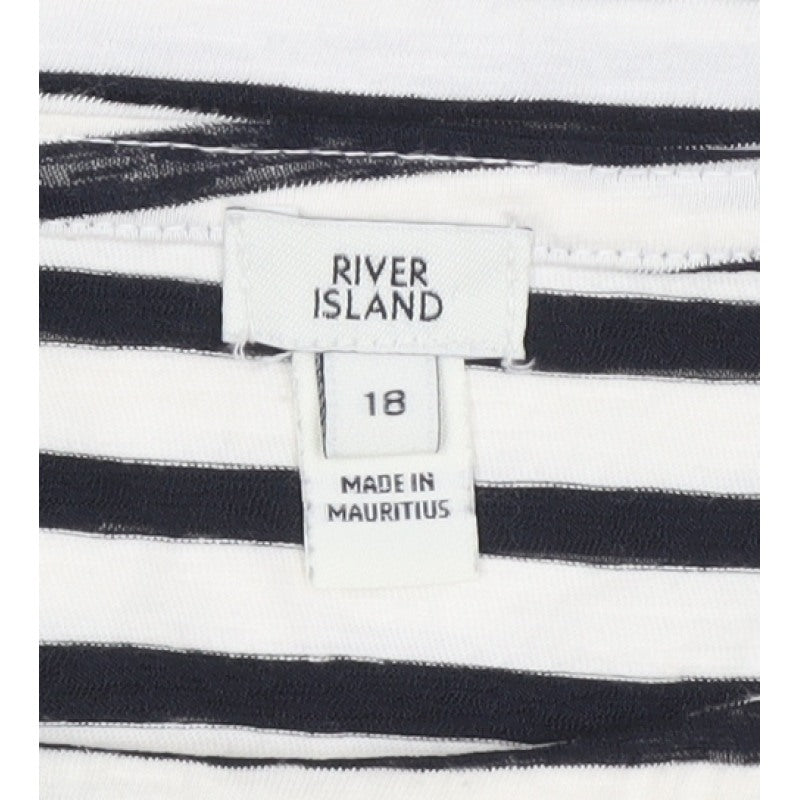River Island Women Black White UK 18 Striped Oversized Basic T-Shirt