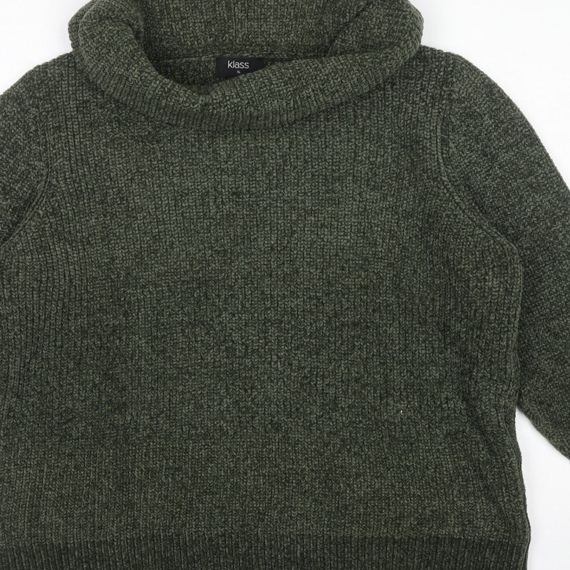 Klass Women’s Green XL Chunky Knit Cowl Neck Pullover Jumper