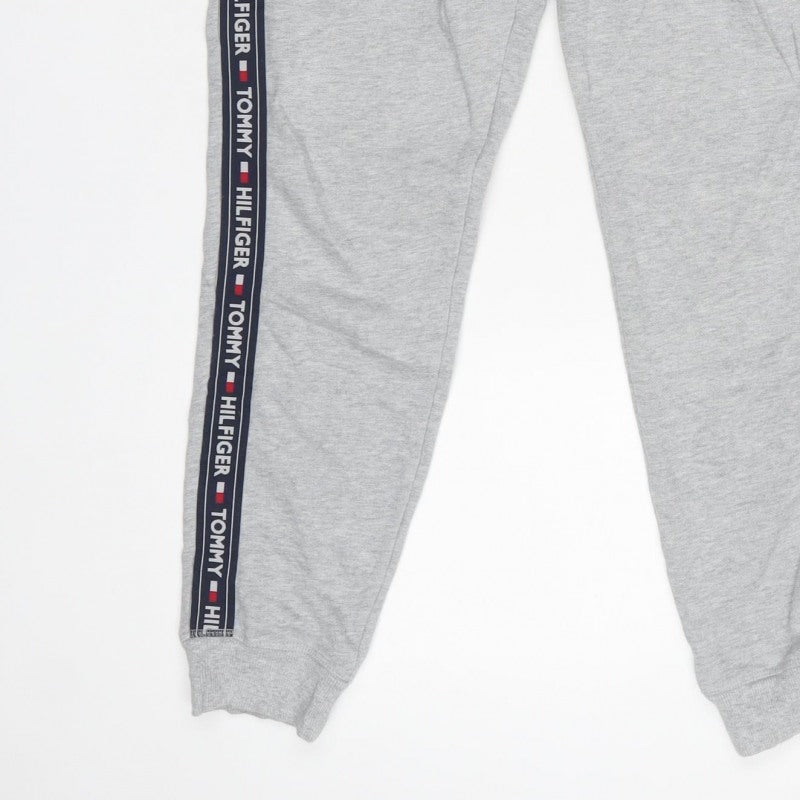 Tommy Hilfiger Men’s Grey L Logo Tape Cuffed Jogger Sweatpants