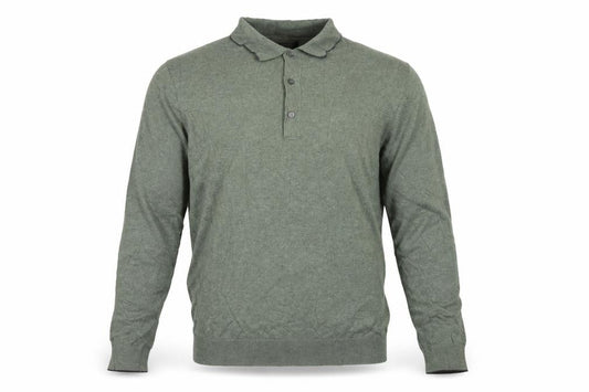 Marks and Spencer Men Green S Cotton Rich Collared Henley Jumper