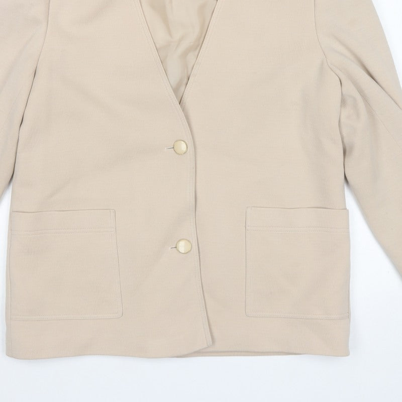 Karpelle Women Beige UK 16 Wool Blend Lined 2 Button Blazer Jacket