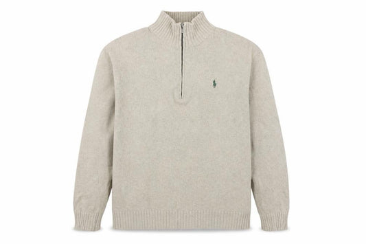 Polo Ralph Lauren Men’s Beige Small 1/2 Zip Cotton Knit Jumper