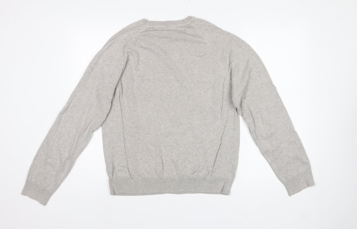 Soul Cal. Men’s Grey Large Crew Neck Cotton Pullover Jumper