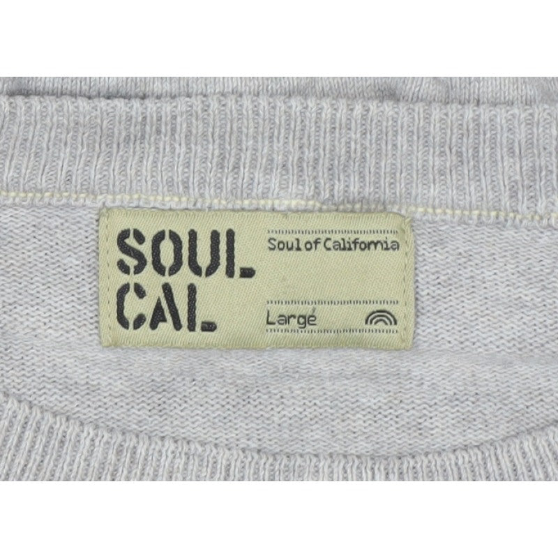 Soul Cal. Men’s Grey Large Crew Neck Cotton Pullover Jumper