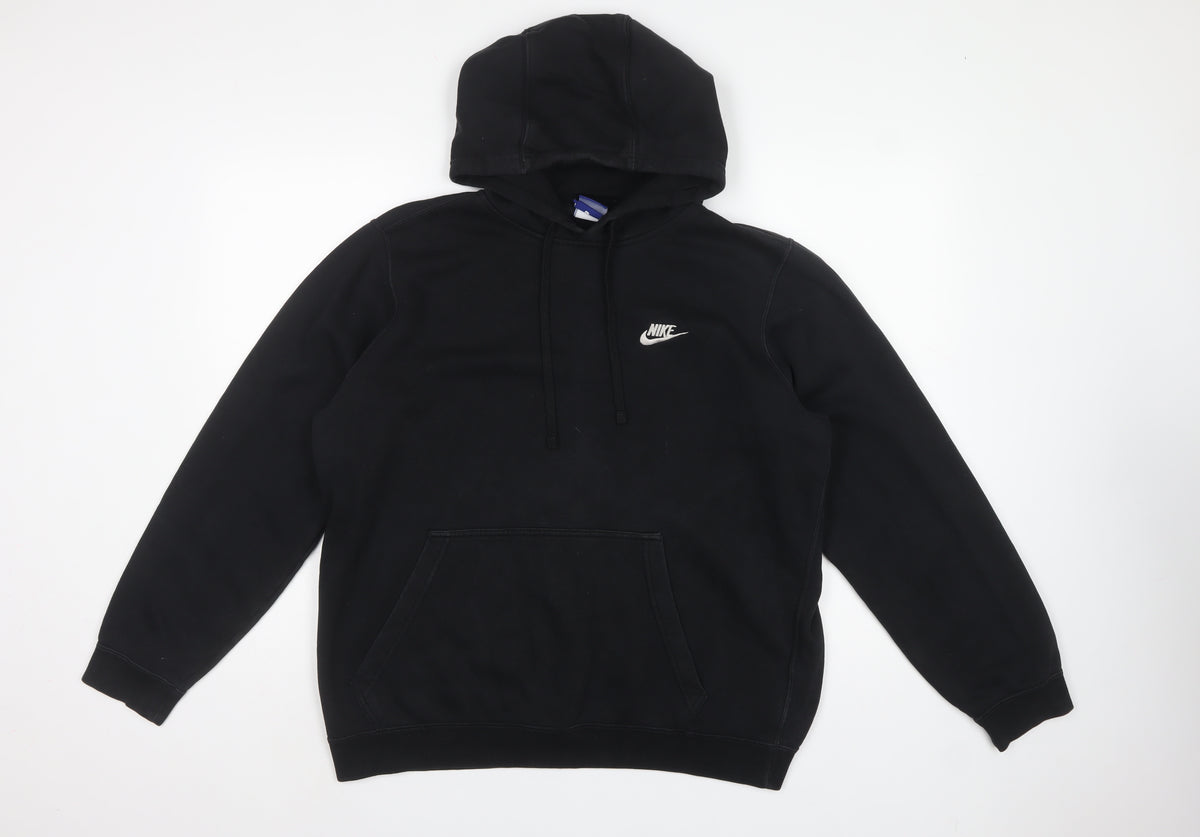 Nike Men’s Black L Pullover Hoodie Logo Pocket Fleece
