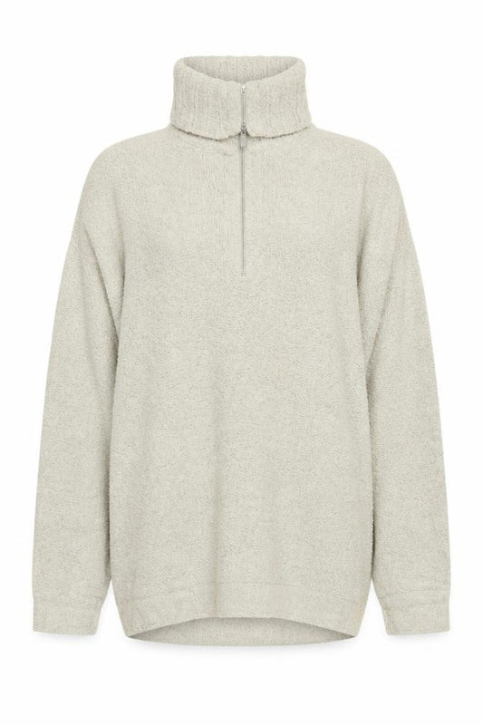 Max Mara Women Beige M Wool Blend 1/4 Zip Roll Neck Jumper